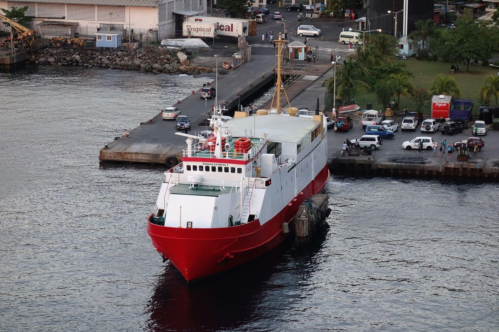 The Bequia Express ferry at the ferry terminal in Kingstown harbour